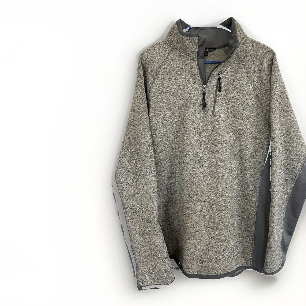 Beverly Hills Polo Club Mens Gray Fleece Pullover Jacket Sweater Size L